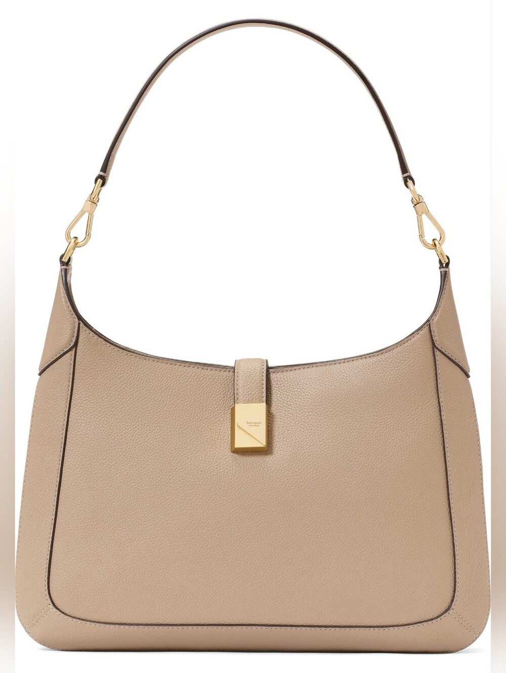 Kate Spade New York Taupe Leather Shoulder Bag with Gold Hardware NWT Aurhentic - Picture 1 of 6